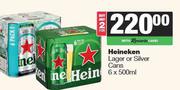 Heineken Lager Or Silver Cans 6 x 500ml-For Any 2