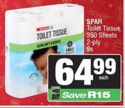 Spar Toilet Tissue 350 Sheets (2-Ply) 9s Pack-Each