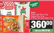Sasko Cake Flour 10kg, Spekko Rice 10kg & White Star Maize Meal 10kg-For All
