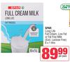 Spar Long Life Full Cream, Low Fat Or Fat Free Milk-6 x 1L Per Pack