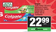 Colgate Triple Action 150ml Or Maximum Protect, Winterfresh, Herbal, Herbal Salt Or White 100ml-Each
