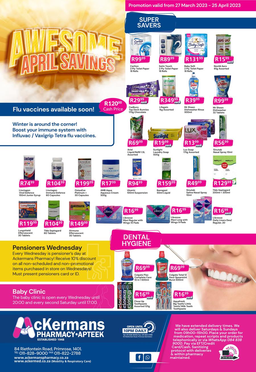 Ackermans Pharmacy/Apteek : Awesome April Savings (27 March - 25 April  2023) — m.