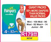 Pampers Maxi+74's, Junior-68's-Each