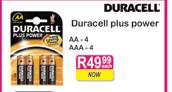 Duracell Plus Power AA-4 / AAA-4 Each