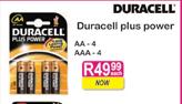 Duracell Plus Power AA-4 / AAA-4 Each