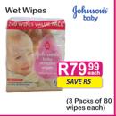 Johnson's Baby 3x80's Wet Wipes-Each