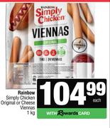 Rainbow Simply Chicken Original Or Cheese Viennas-1Kg
