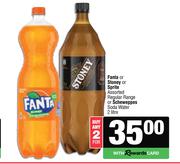 Fanta Or Stoney Or Sprite Regular Range Or Schweppes Soda Water-For 2 x 2L