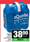 Aquelle Still Or Sparkling Natural Spring Water-6 x 500ml Per Pack