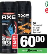 Axe Deodorant For Men Assorted-For 2 x 150ml