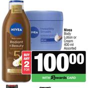 Nivea Body Lotion Or Cream Assorted-For 2 x 400ml
