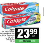 Colgate Gel,Herbal White,Maximum Protection Or Herbal Toothpaste 100ml Or Triple Action 150ml