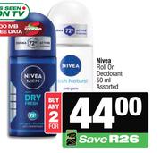 Nivea Roll On Deodorant Assorted-For 2 x 50ml