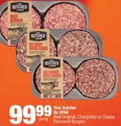 Your Butcher By Spar Beef Original, Chargrilled Or Cheese Flavoured Burgers-Per Kg