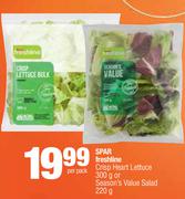 Spar Freshline Crisp Heart Lettuce 300g Or Season's Value Salad 220g-Per Pack