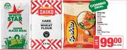 White Star Maize Meal 2.5kg, Spekko Parboiled Rice 2kg & Sasko Cake Wheat Flour 2.5kg-For All