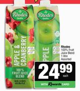 Rhodes 100% Fruit Juice Blend Assorted-1Ltr Each