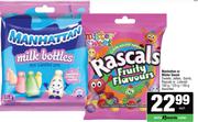 Manhattan Or Mister Sweet Sweets, Jellies, Gums, Rascals Or Lickrish Assorted 100g/125g/150g-Each