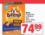 Beeno Dog Biscuits Or Mallows Bites Assorted-500g/800g Each