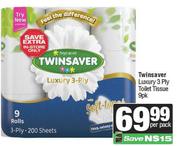 Twinsaver Luxury 3 Ply Toilet Tissue 9 Pack-Per Pack