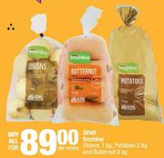 Spar Freshline Onions 1Kg, Potatoes 2Kg & Butternut 3Kg-For All