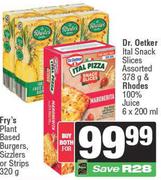Dr Oetker Ital Snack Slices 378g & Rhodes 100% Juice 6 x 200ml-Both For