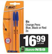 Bic Orange Pens Blue, Black Or Red-2s Per Pack