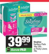 Stayfree Sanitary Pads 16s/20s Or Pantyliners 76s