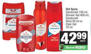 Old Spice Deodorant 150ml,Shower Gel 400ml,Deodorant Stick 50ml Or Clear Gel 70ml