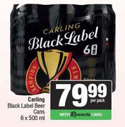 Carling Black Label Beer Cans-6 x 500ml Per Pack
