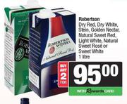 Robertson Dry Red,White,Stein,Golden Nectar,NL Sweet Red,Light White,NL Sweet Rose-For 2 x 1L