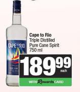 Cape To Rio Triple Distilled Pure Cane Spirit-750ml