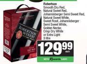 Robertson Smooth Dry Red,Johannisberger NL Sweet White,Rose,Golden Nectar Crisp Dry White-3L