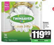 Twinsaver Toilet Rolls Twin Ply Value Pack-18s