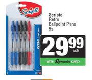 Scripto Retro Ballpoint Pens-5s 