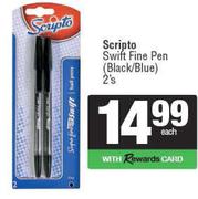Scripto Swift Fine Pen Black/Blue-2s   