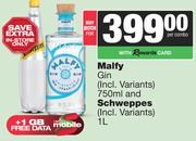 Malfy Gin 750ml & Schweppes 1L-Both For