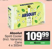 Absolut Spirit Cooler Cans-4 x 300ml