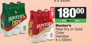 Hunter's Real Dry Or Gold Cider Handies-For 2 x 6 x 330ml