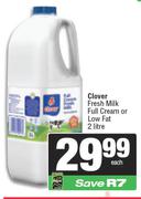 Clover Fresh Milk Full Cream Or Low Fat-2L