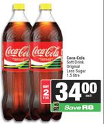 Coca Cola Soft Drink Original Less Sugar-For 2 x 1.5L