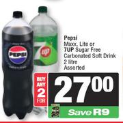 Pepsi Maxx, Lite Or 7up Sugar Free Carbonated Soft Drink Assorted-For 2 x 2L
