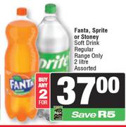 Fanta, Sprite Or Stoney Soft Drink Regular Range Only Assorted-For 2 x 2L