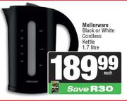 Mellerware Black Or White Cordless Kettle 1.7L