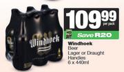 Windhoek Beer Lager Or Draught Handies-6 x 440ml