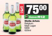 Stella Artois Belgium Malt Lager NRB-For 3 x 620ml