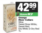 Orange River Cellars Wine Sweet Rose White,Sweet Red,dry White Or Dry Red-1L