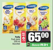 Purity Fruit Juice Assorted-For 6 x 200ml