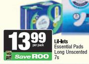 Lil-Lets Essential Pads Long Unscented-7s Per Pack