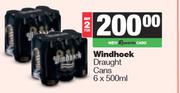Windhoek Draught Cans-For 2 x 6 x 500ml